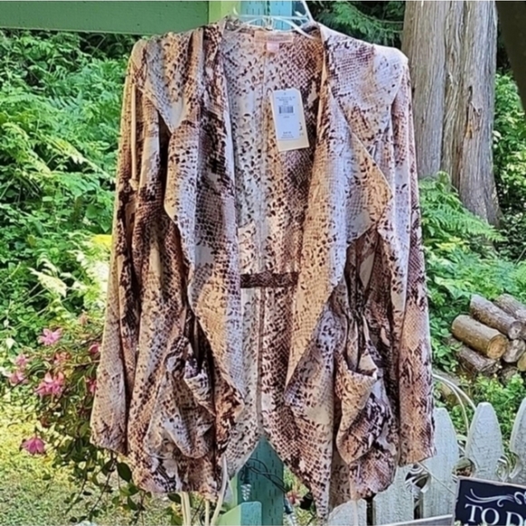 Band of Gypsies Brown Snake Print Lightweight Jacket Size Large - Picture 13 of 14